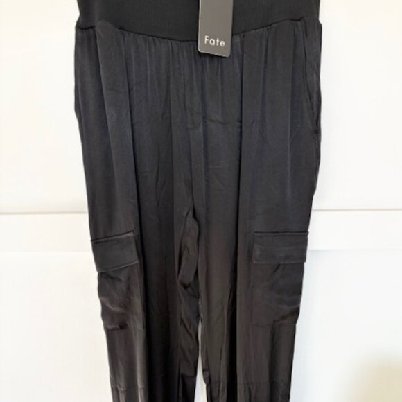Vici Black Satin Pocketed Joggers NWT - (M) - Picture 3 of 6